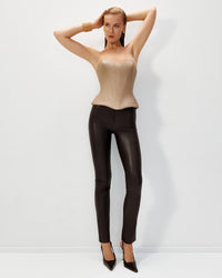 Vegan Leather Sculpted Leather Corset Mocca