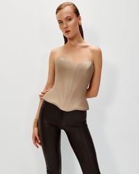 Vegan Leather Sculpted Leather Corset Mocca