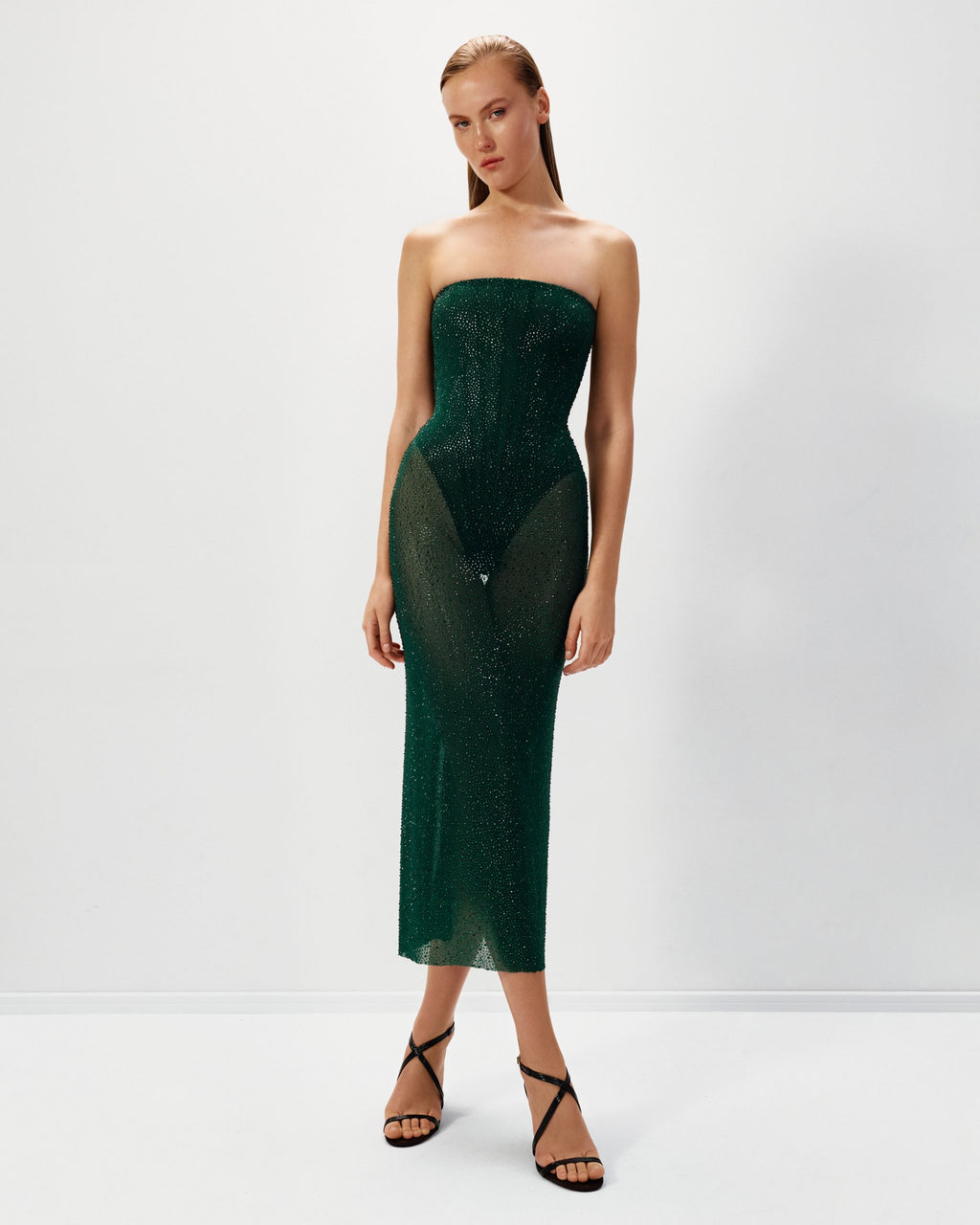 Crystal Corset Dress Emerald