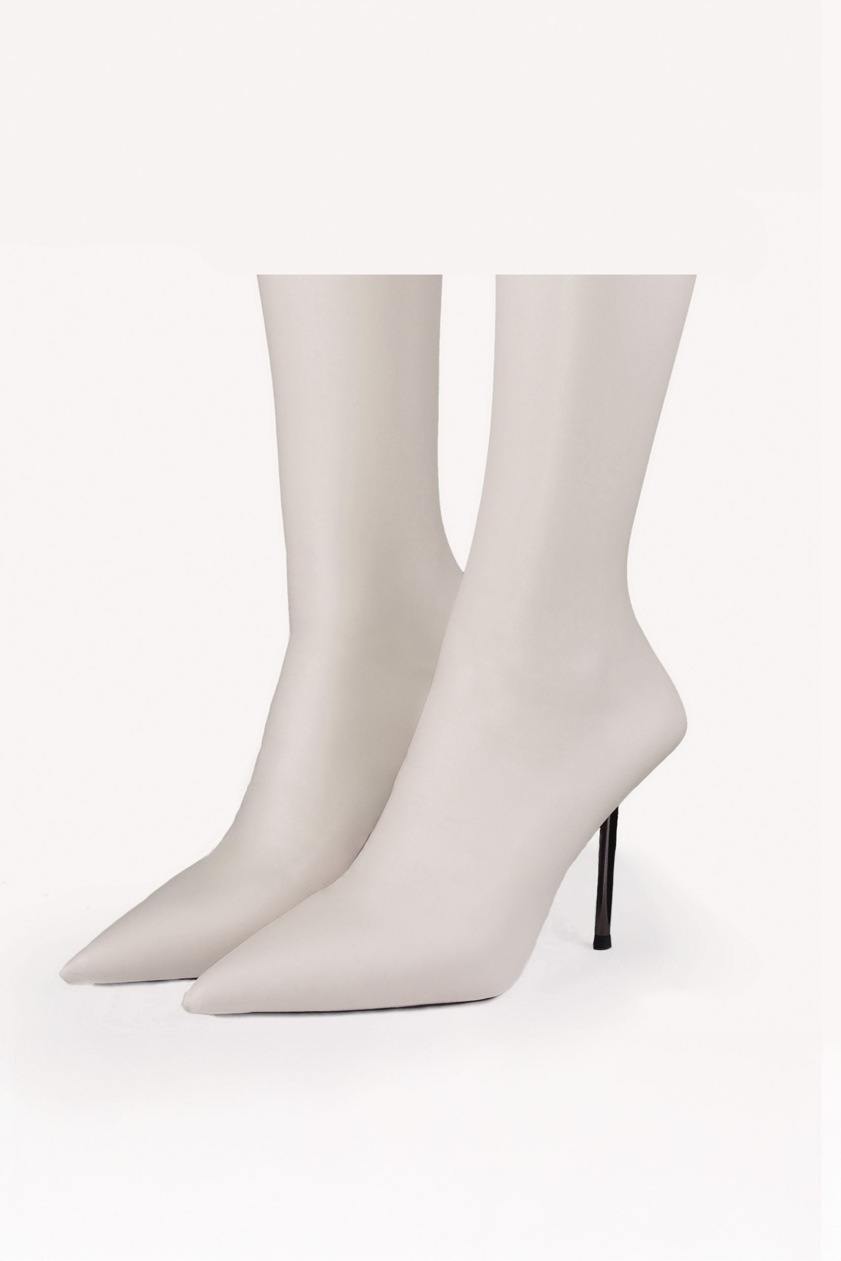 V-Toe Vegan Leather Boot Socks Ecru