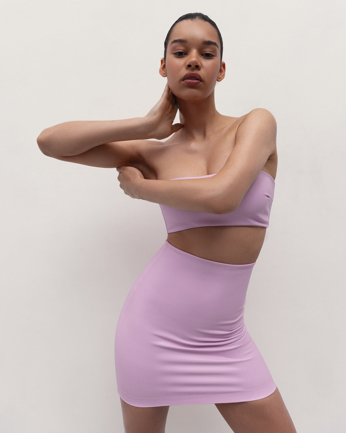 Vegan Leather Bandeau Top Pale Pink