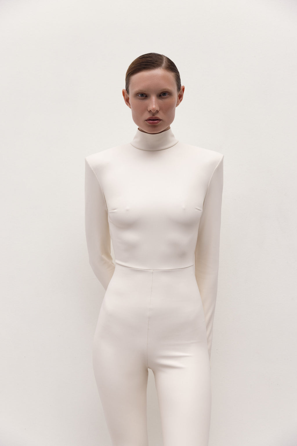 Vegan Leather Iconic Jumpsuit Ecru