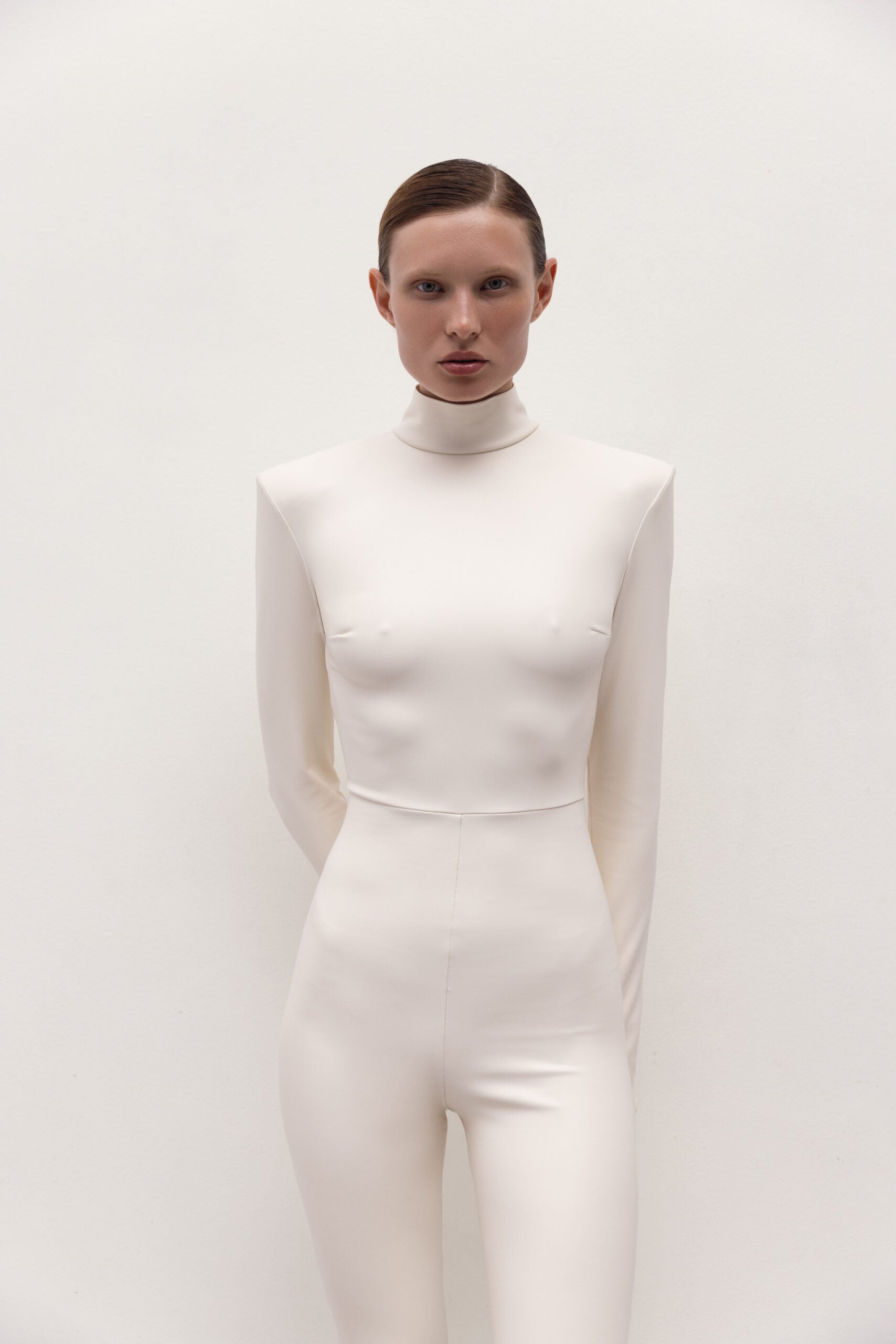 Vegan Leather Iconic Jumpsuit Ecru