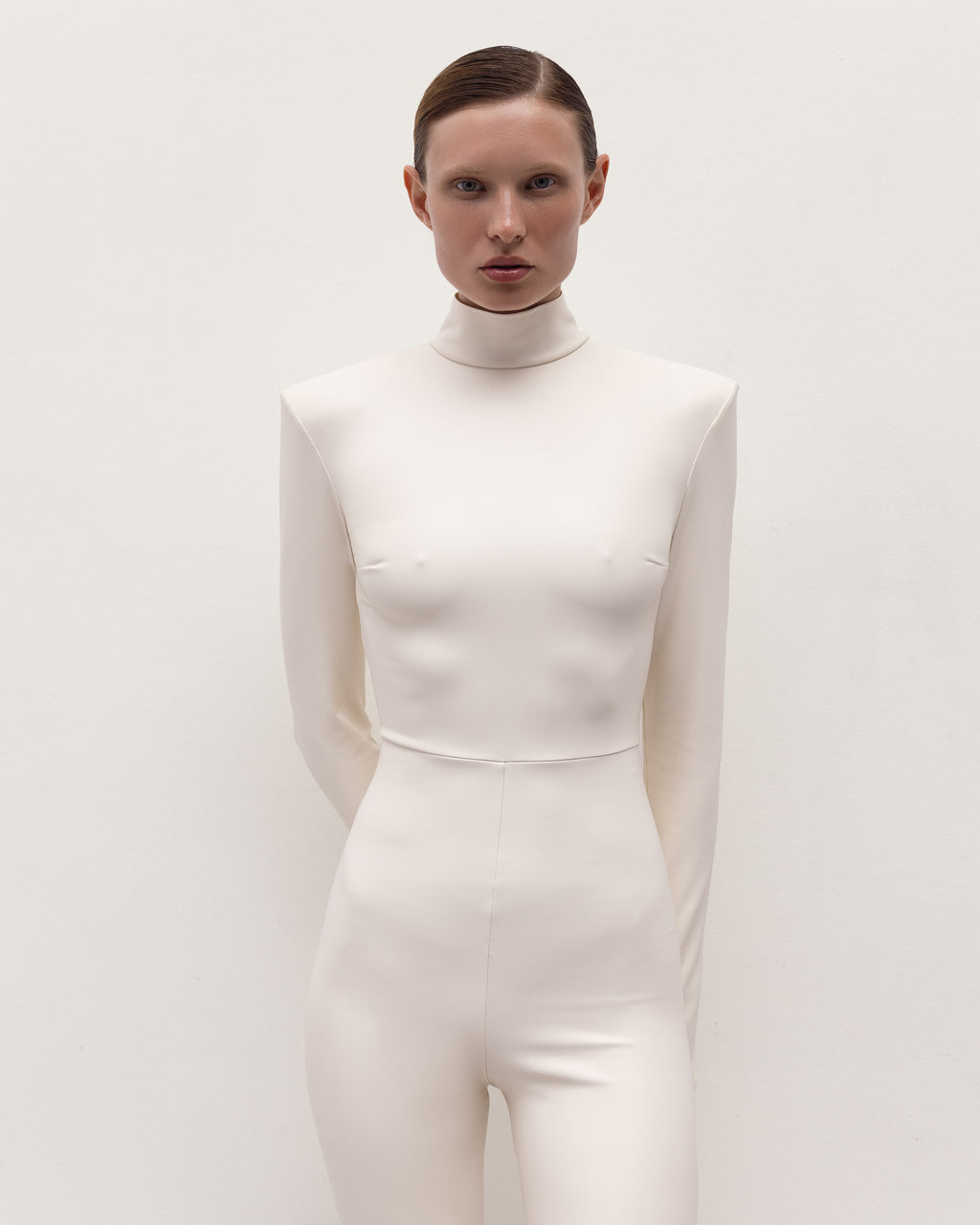 Vegan Leather Iconic Jumpsuit Ecru