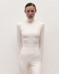 Vegan Leather Iconic Jumpsuit Ecru