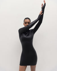 Vegan Leather Hourglass Mini Dress Black