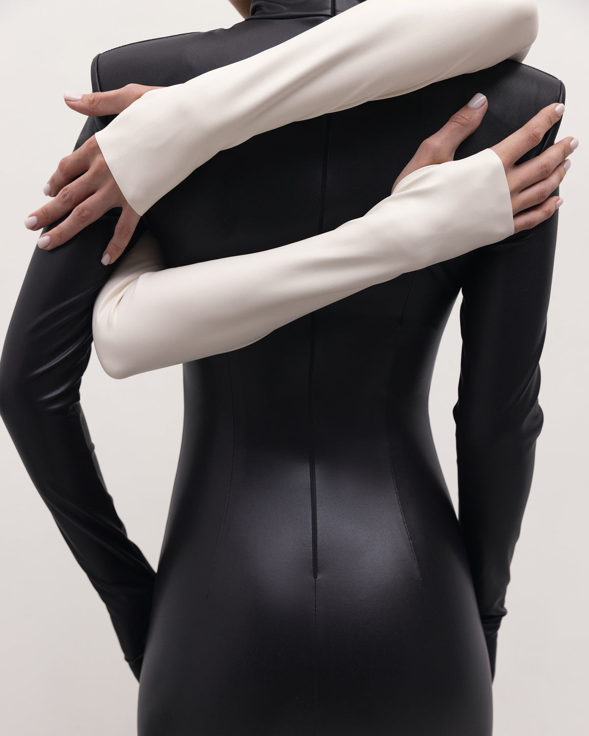 Vegan Leather Hourglass Mini Dress Black
