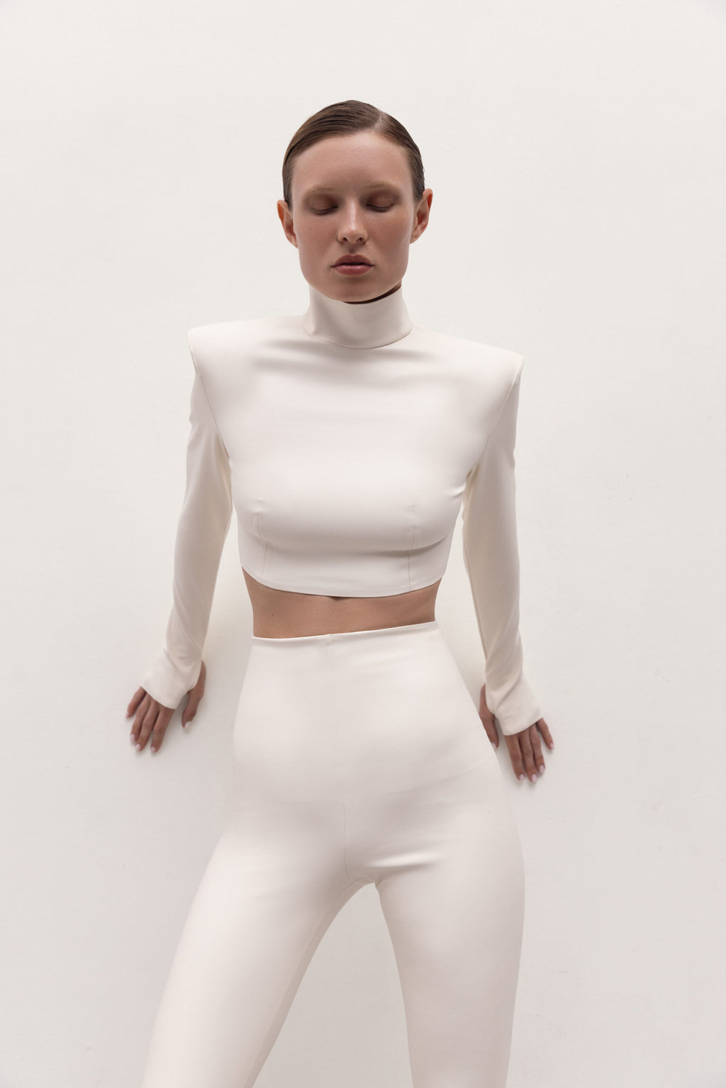 Vegan Leather Cropped Top Ecru