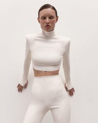 Vegan Leather High-waisted Leggings Ecru