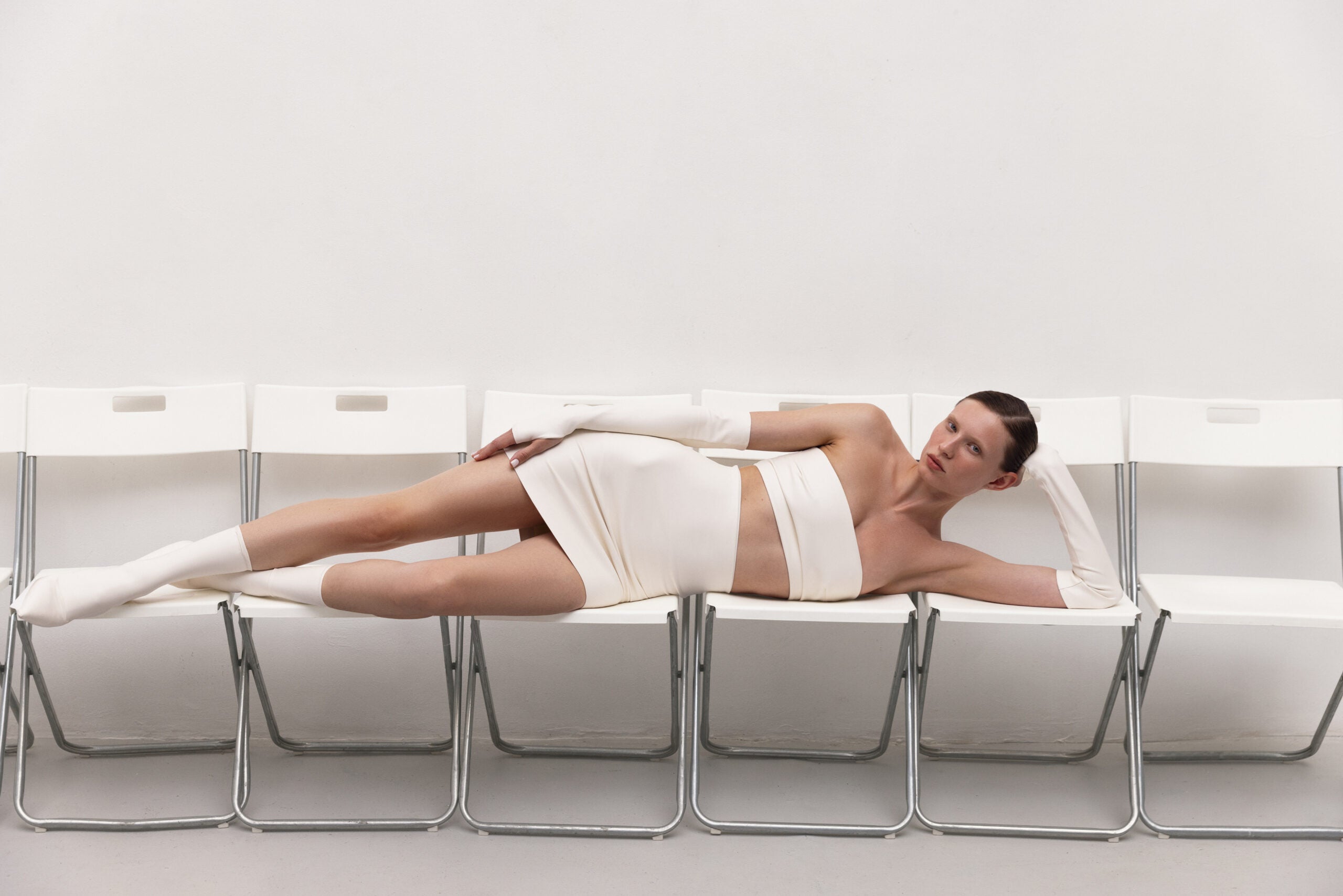 Vegan Leather Mini Skirt Ecru