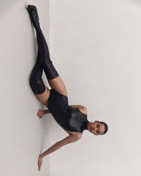 Vegan Leather Turtleneck Bodysuit Black
