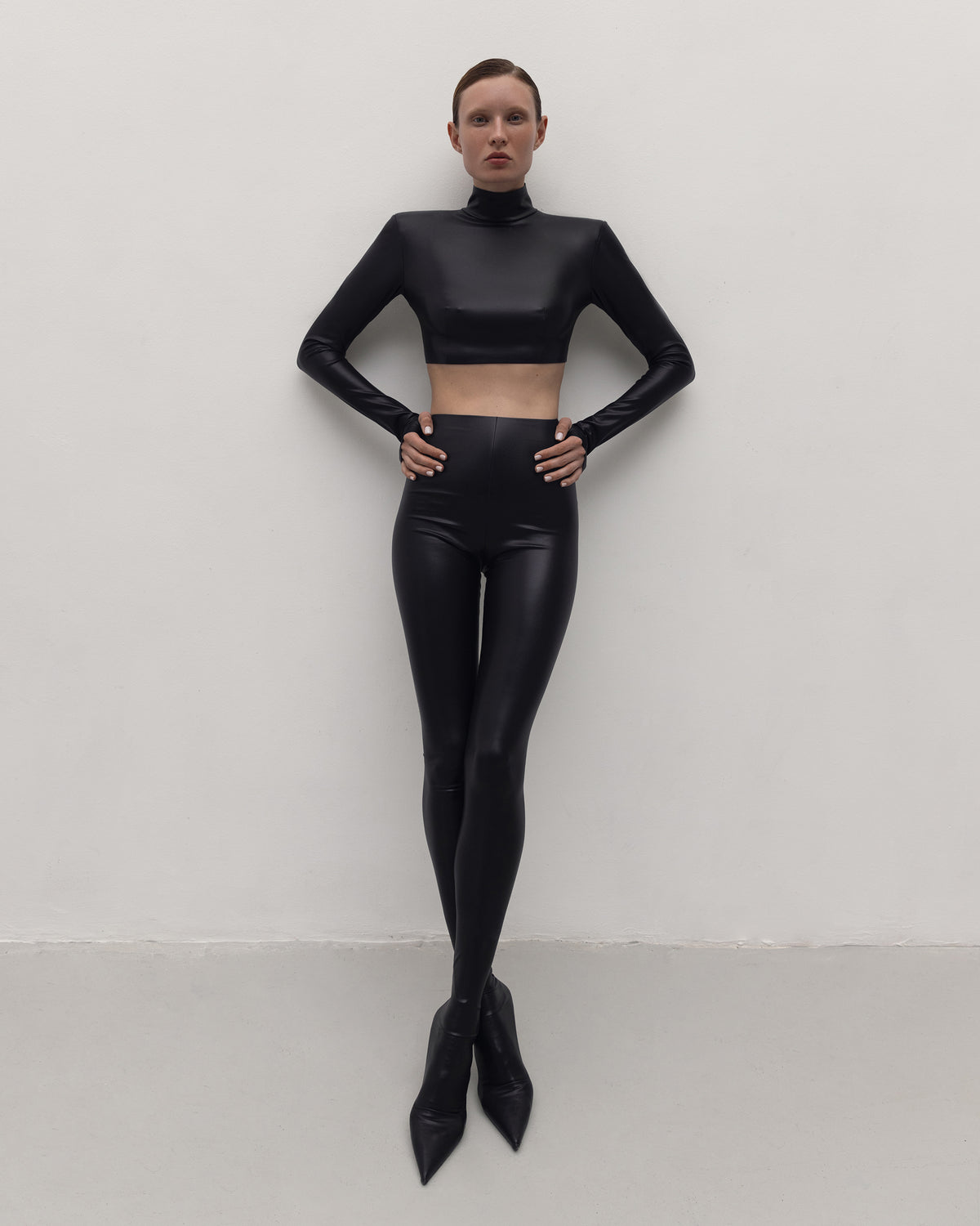 Vegan Leather Cropped Top Black