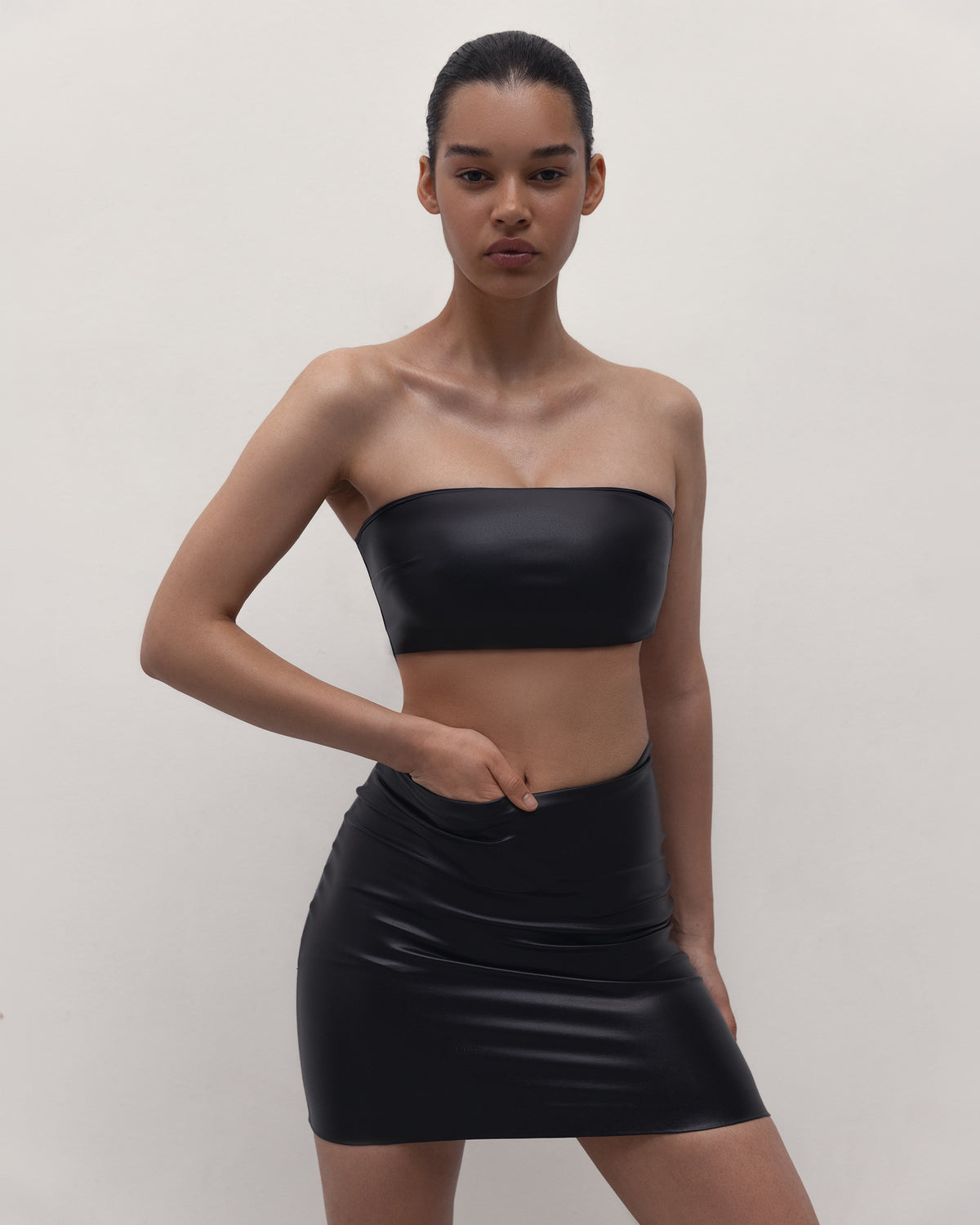 Vegan Leather Mini Skirt Black
