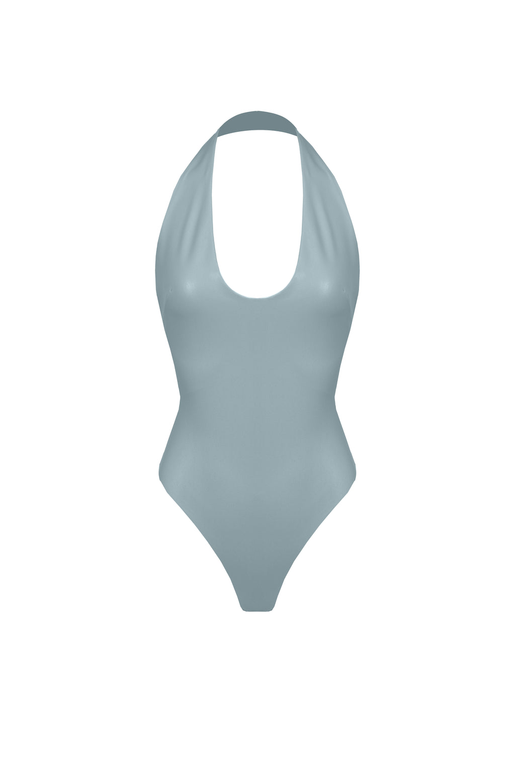 Vegan Leather Aperture Bodysuit Slate blue