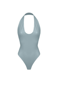 Vegan Leather Aperture Bodysuit Slate blue