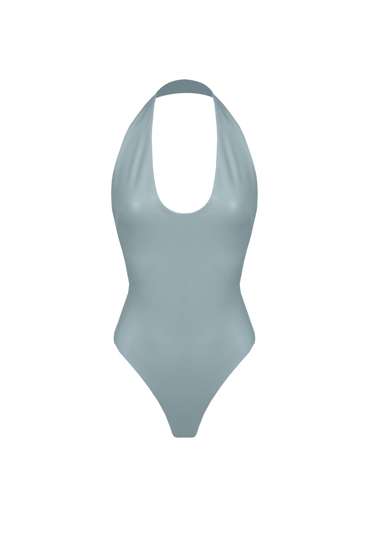 Vegan Leather Aperture Bodysuit Slate blue
