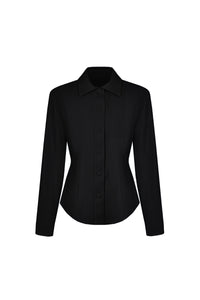 Vegan Leather Sculpted Shirt Black