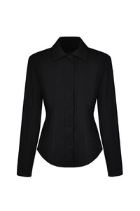 Vegan Leather Sculpted Shirt Black