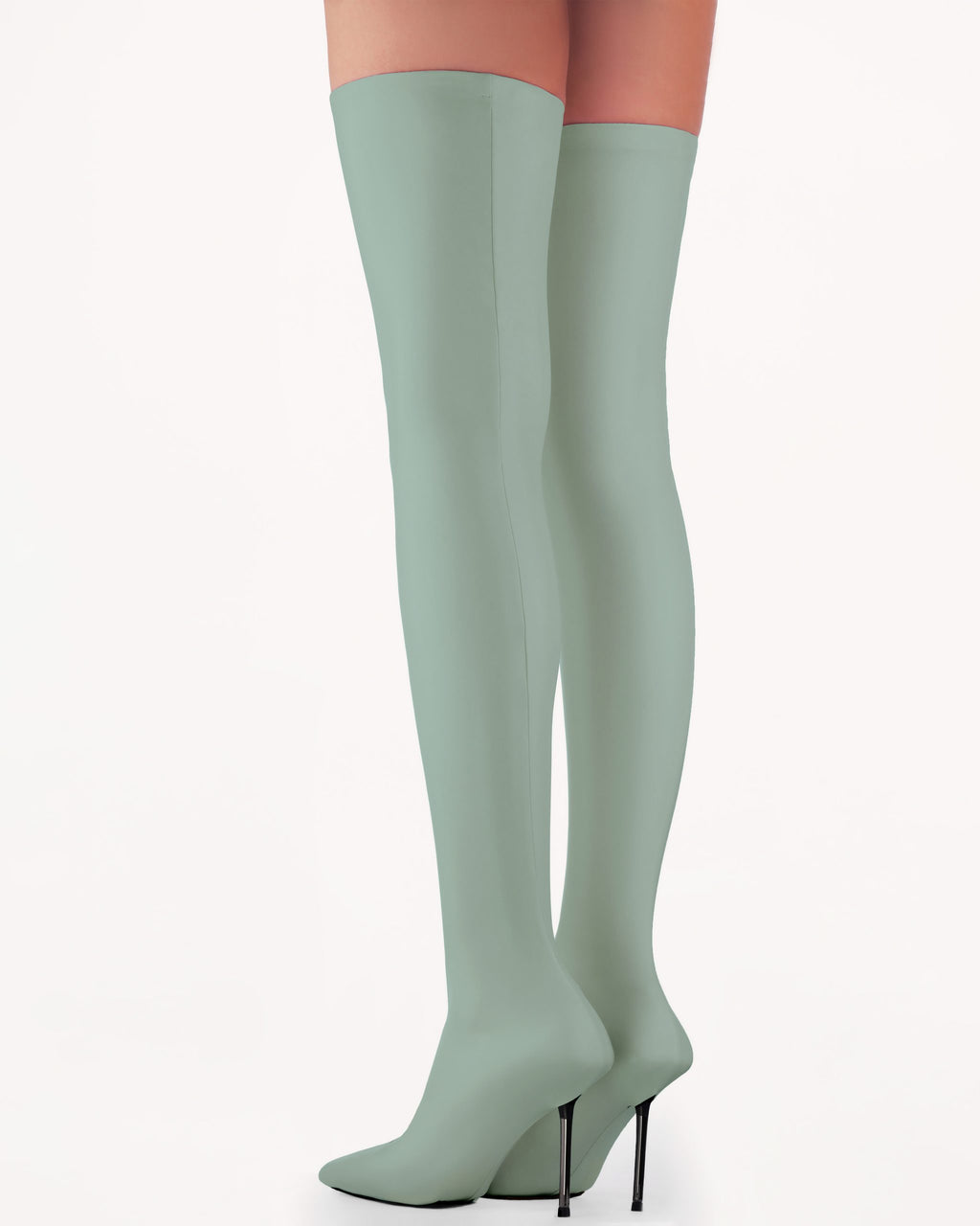 V-Toe Vegan Leather Boot Stockings Sage Green