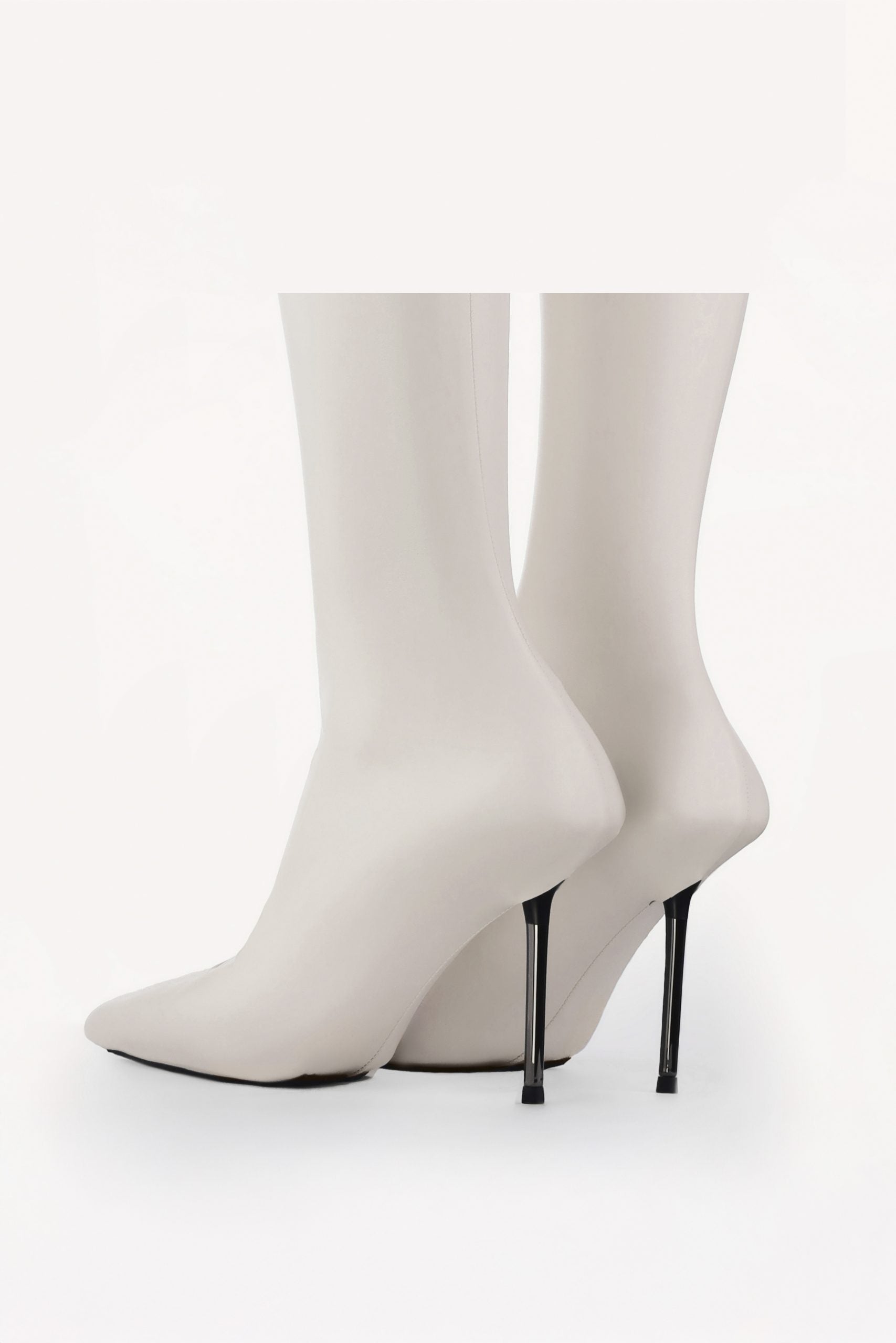 V-Toe Vegan Leather Boot Socks Ecru