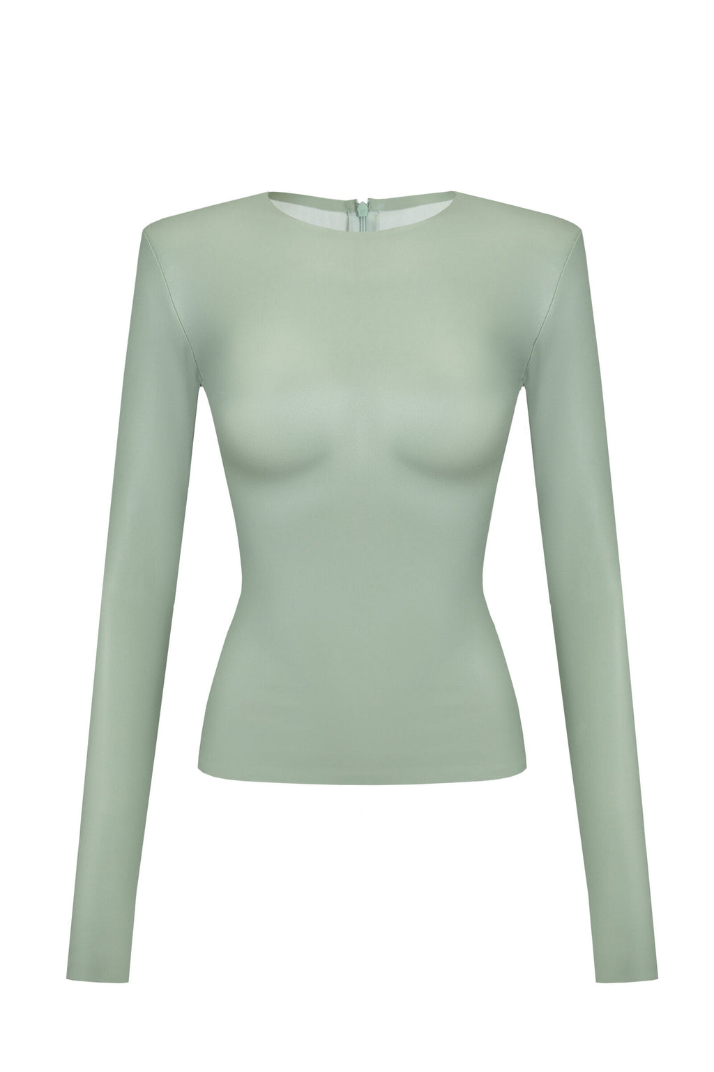 Vegan Leather Long Sleeve Top Sage Green
