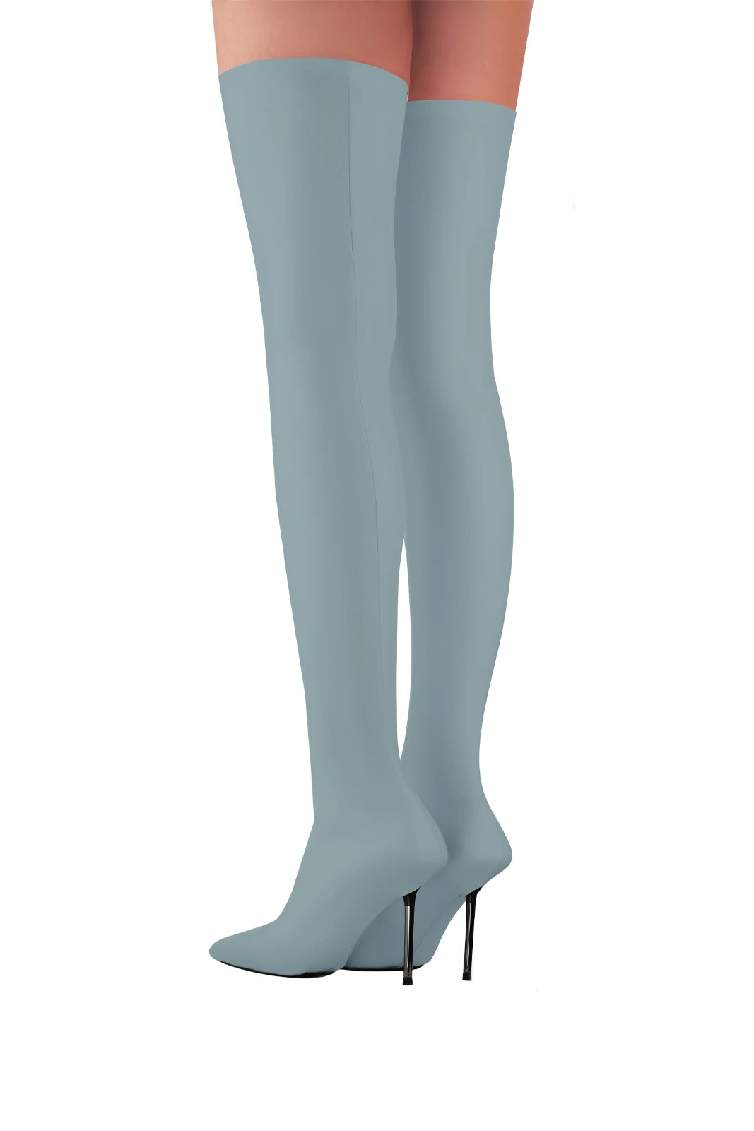 V-Toe Vegan Leather Stockings Slate blue