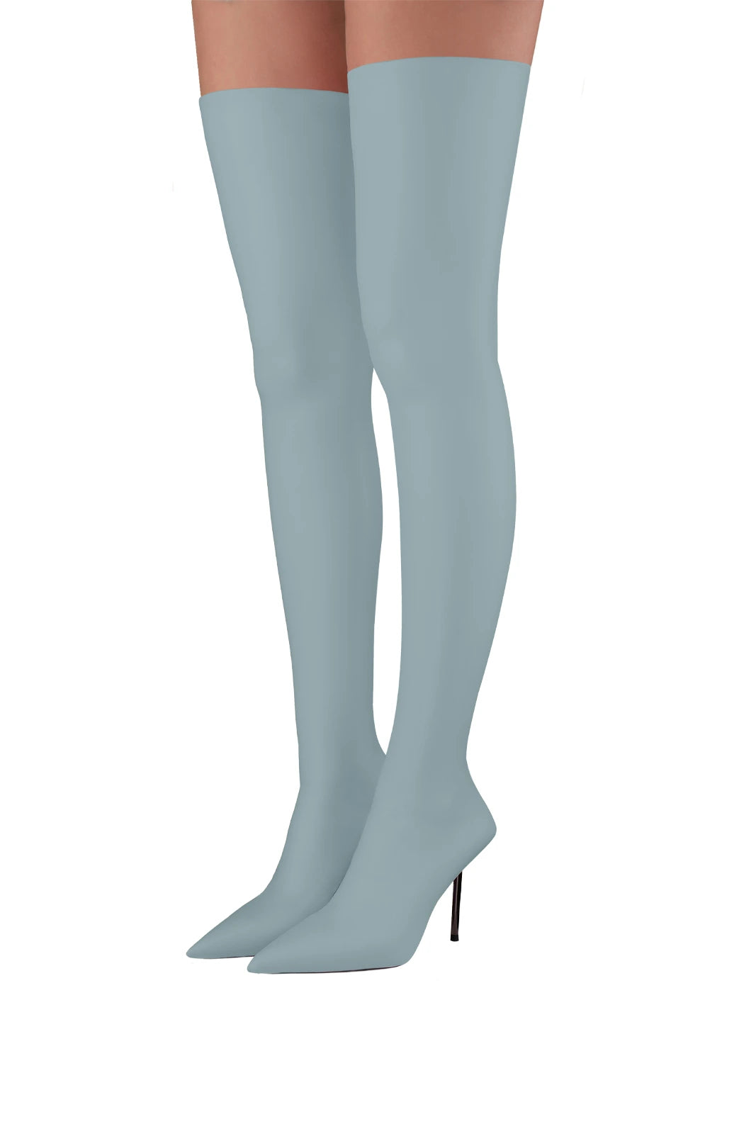 V-Toe Vegan Leather Stockings Slate blue