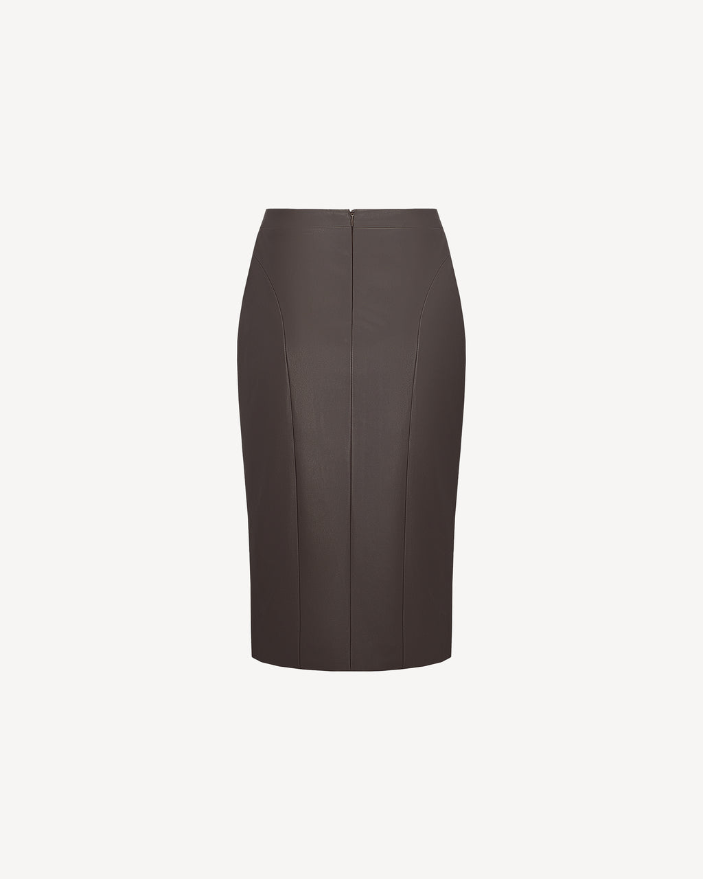 Vegan Leather High Slit Skirt Brown