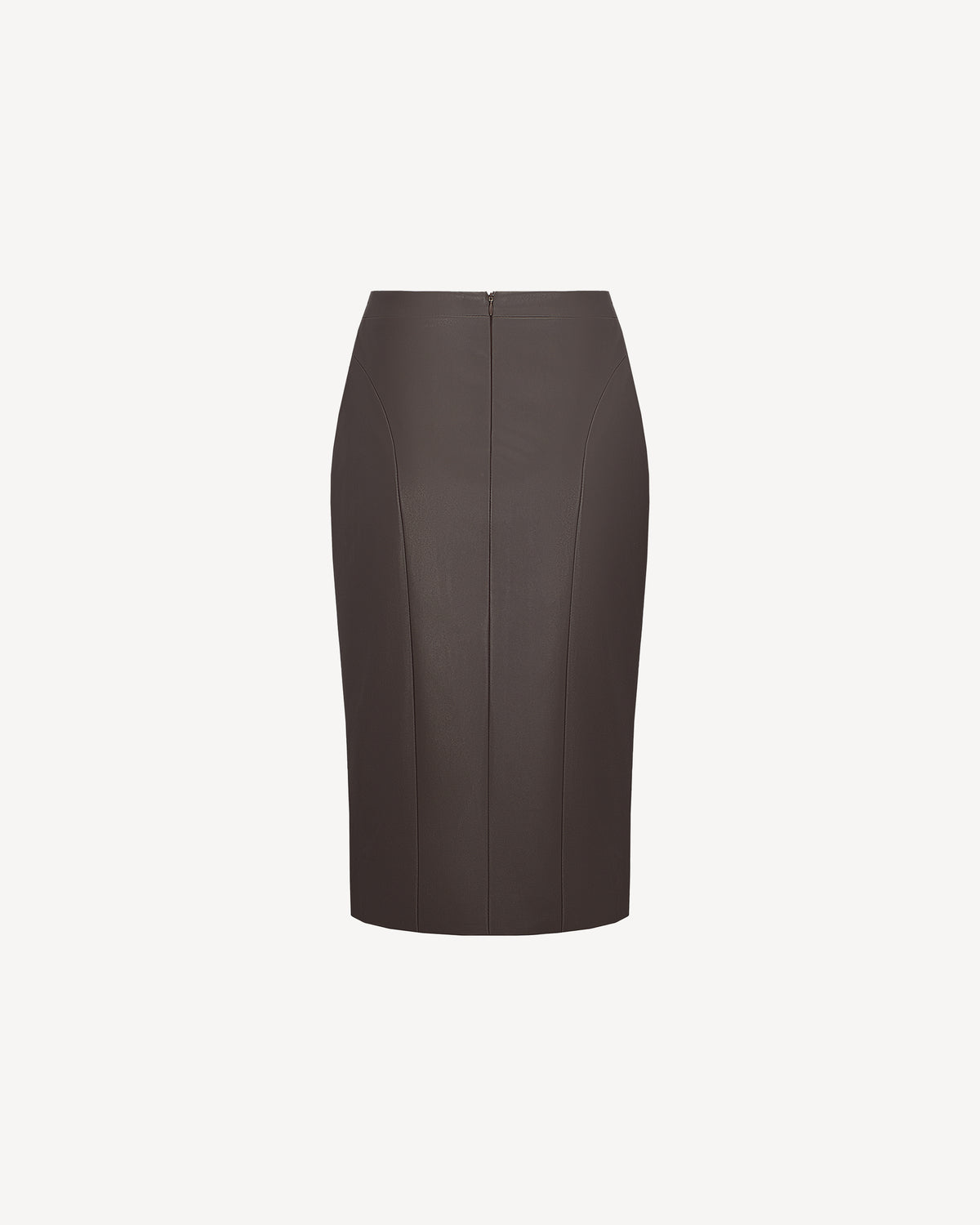 Vegan Leather High Slit Skirt Brown