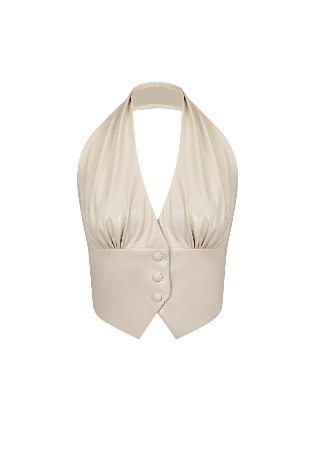 Vegan Leather Tailored Vest Cream