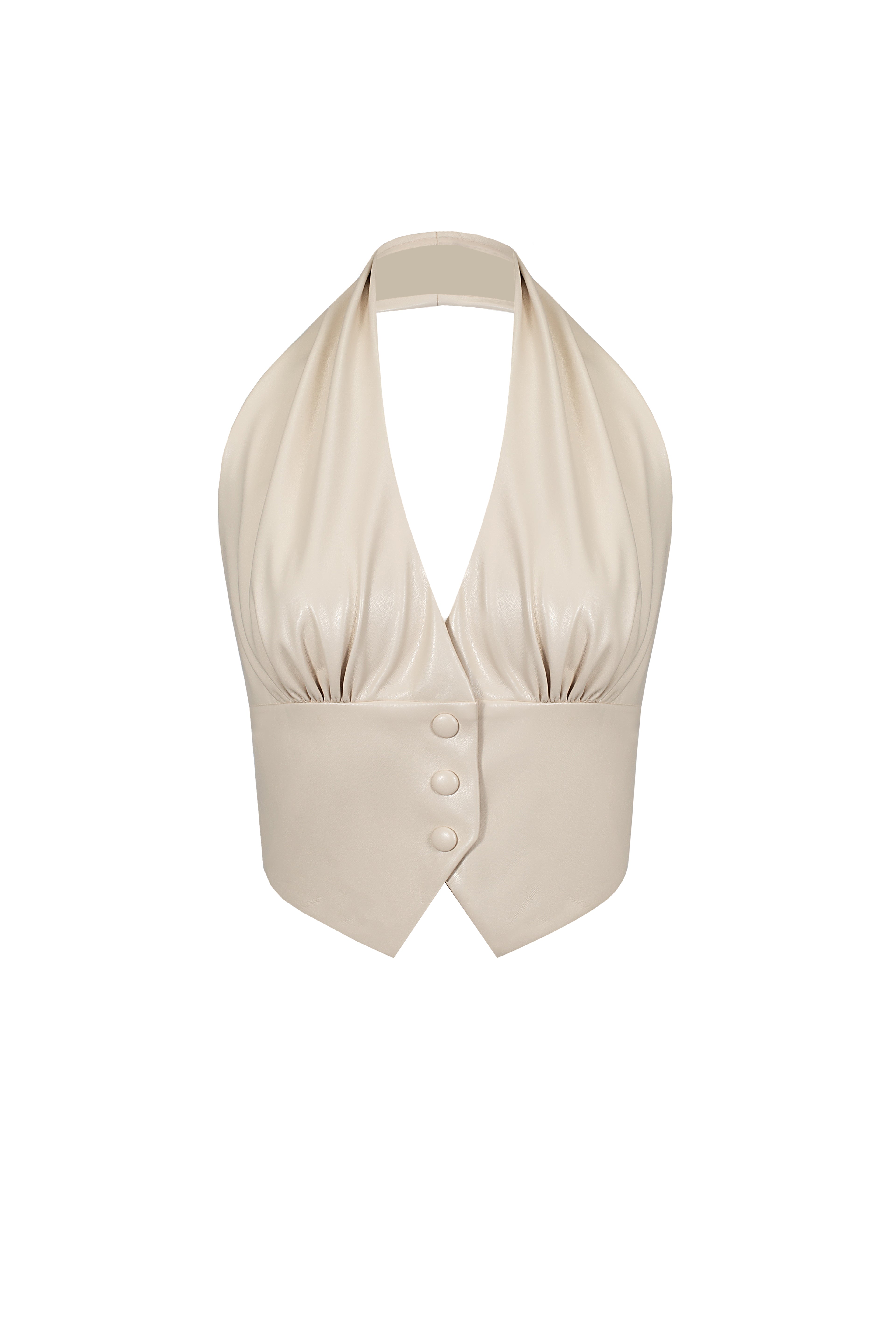 Vegan Leather Tailored Vest Cream