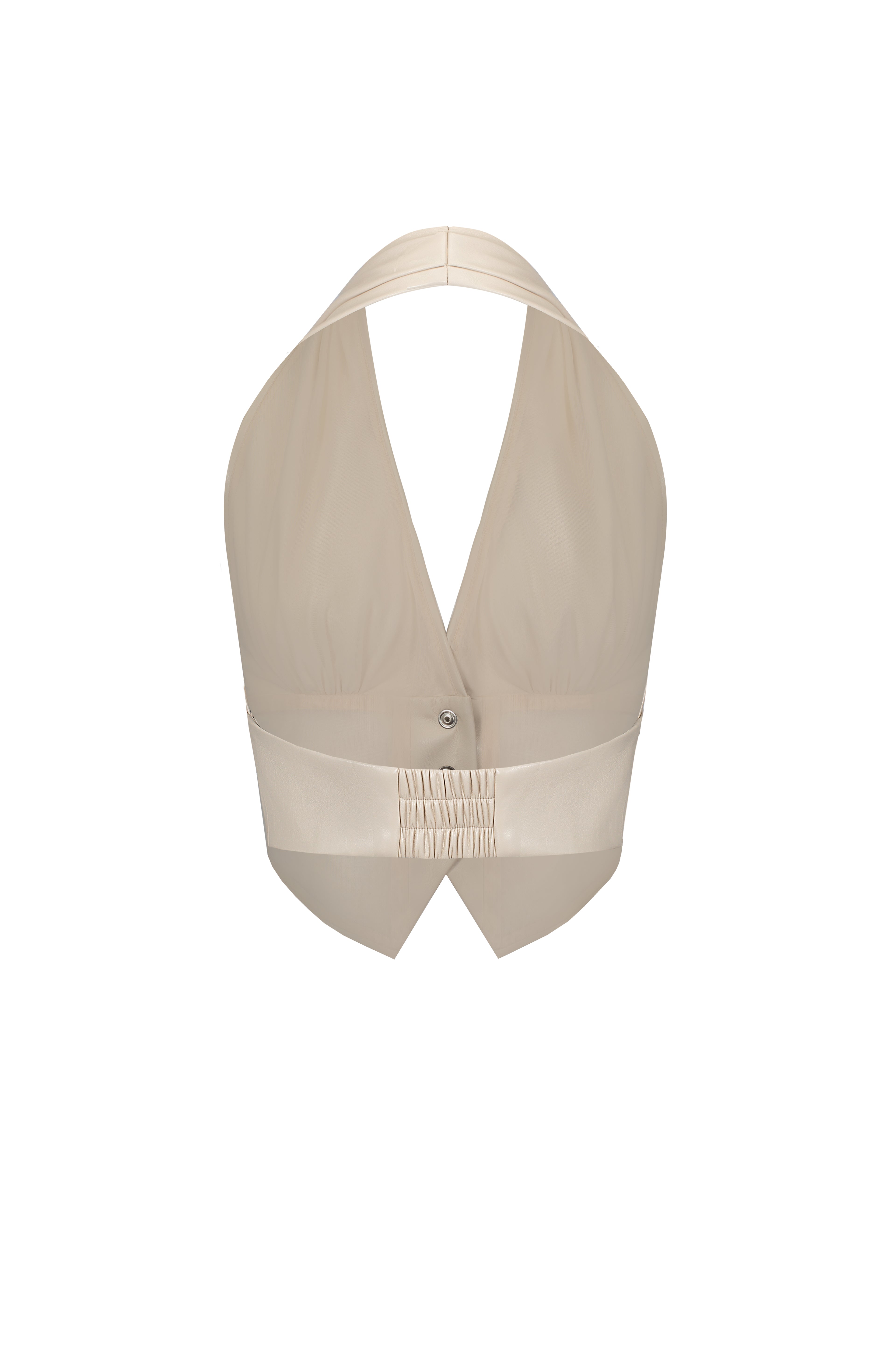Vegan Leather Tailored Vest Cream