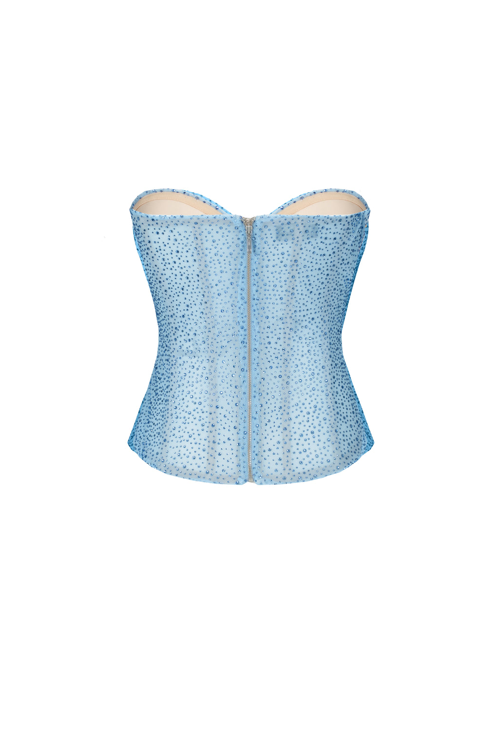 Crystal Draped Corset Sky Blue