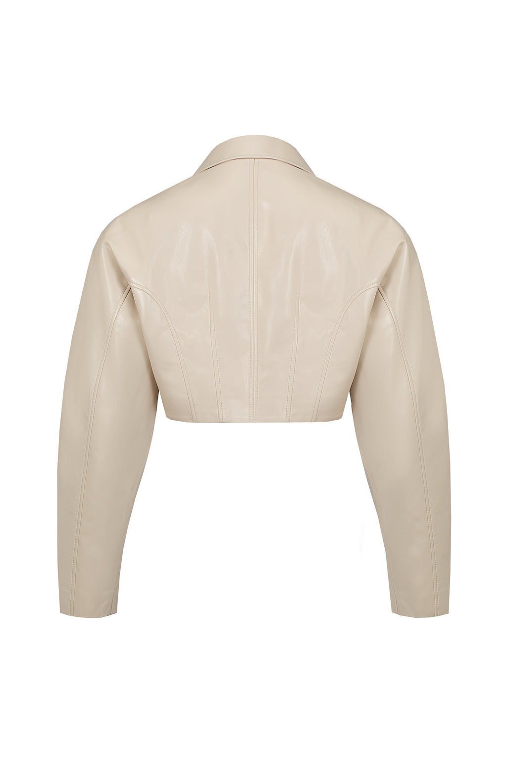Vegan Leather Tailored Bomber Cream
