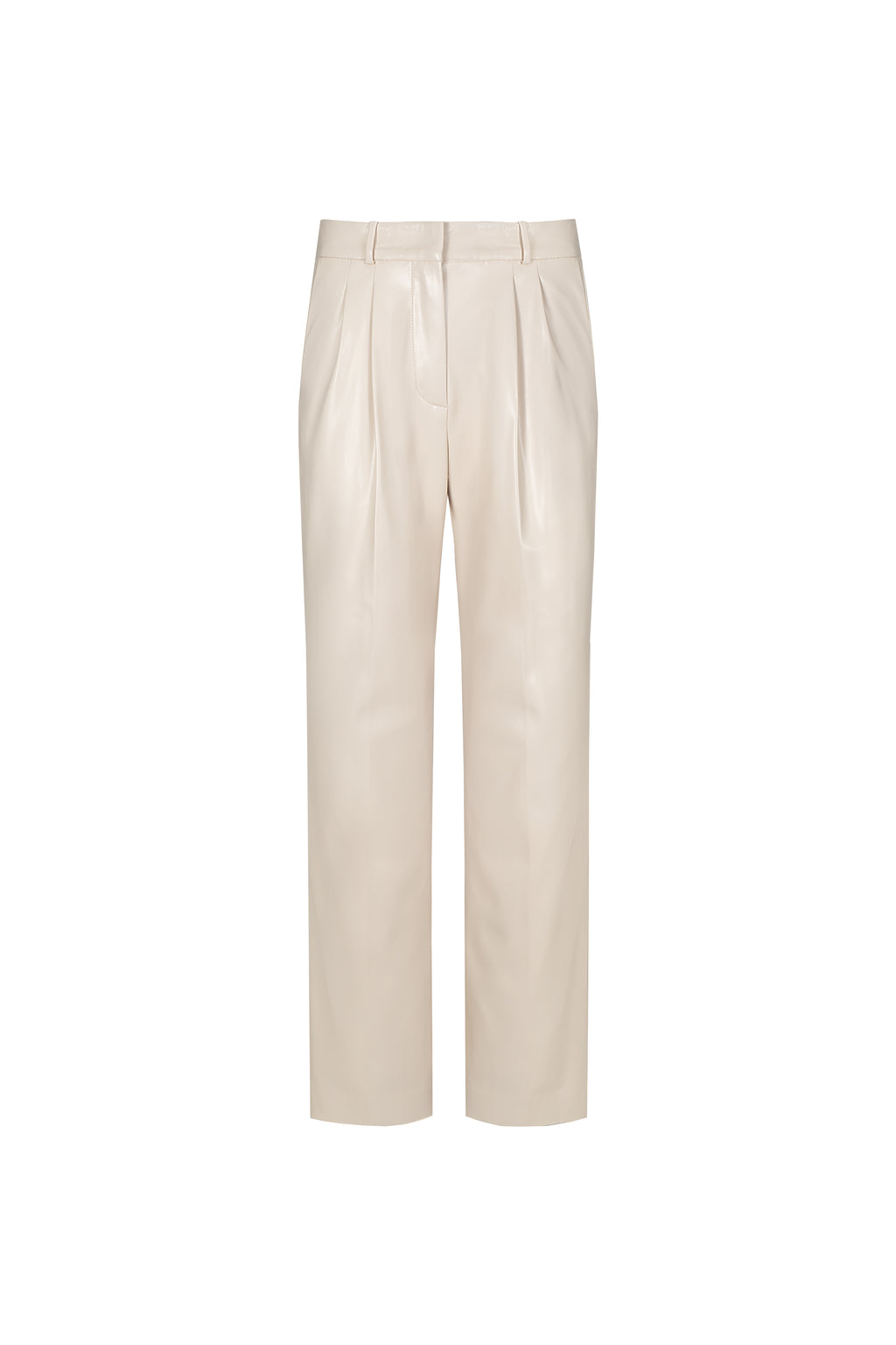 Vegan Leather Tailored Trousers Cream