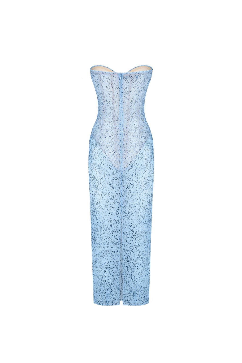 Crystal Corset Draped Dress Sky Blue