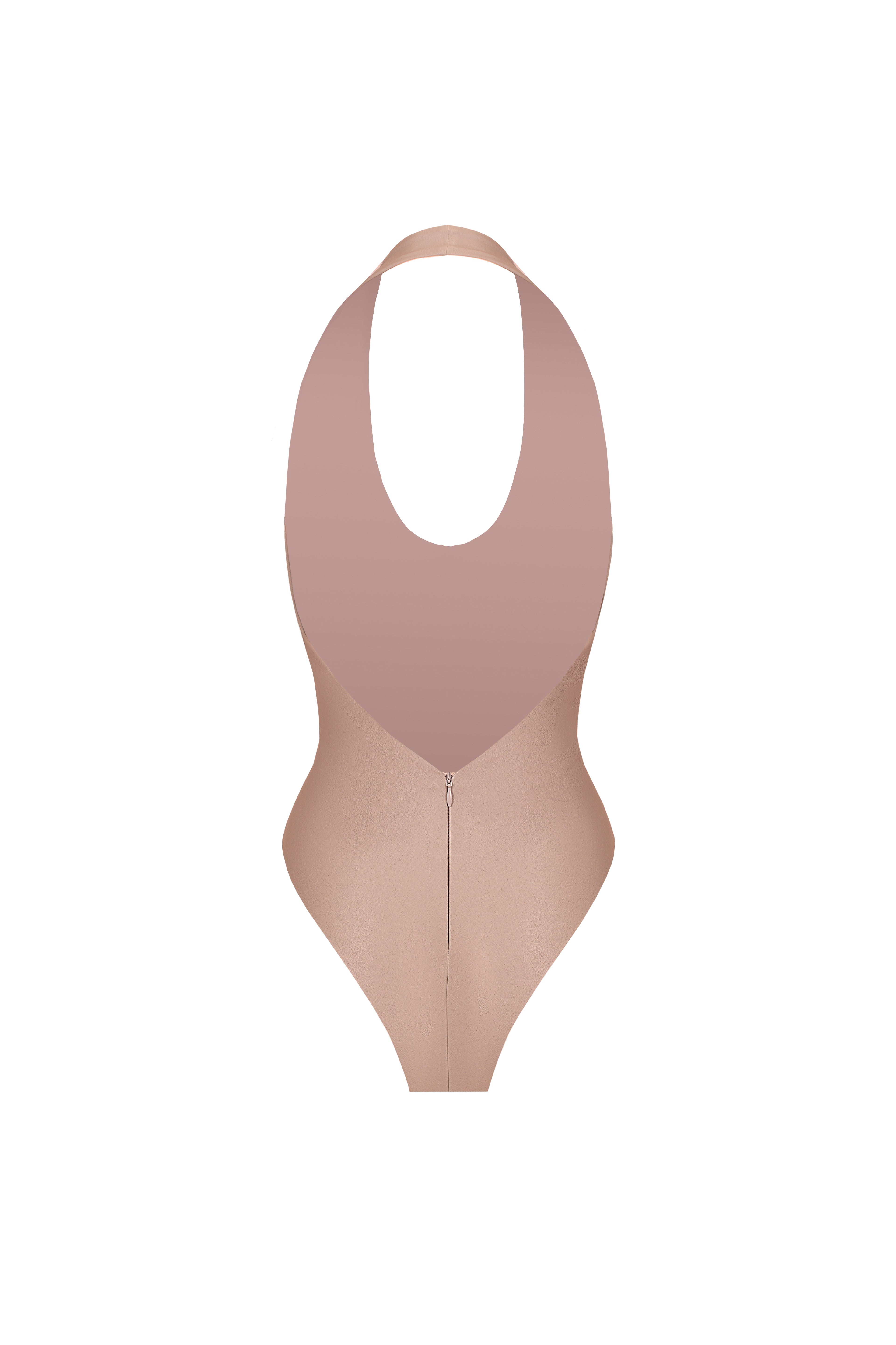 Vegan Leather Aperture Bodysuit Mocca