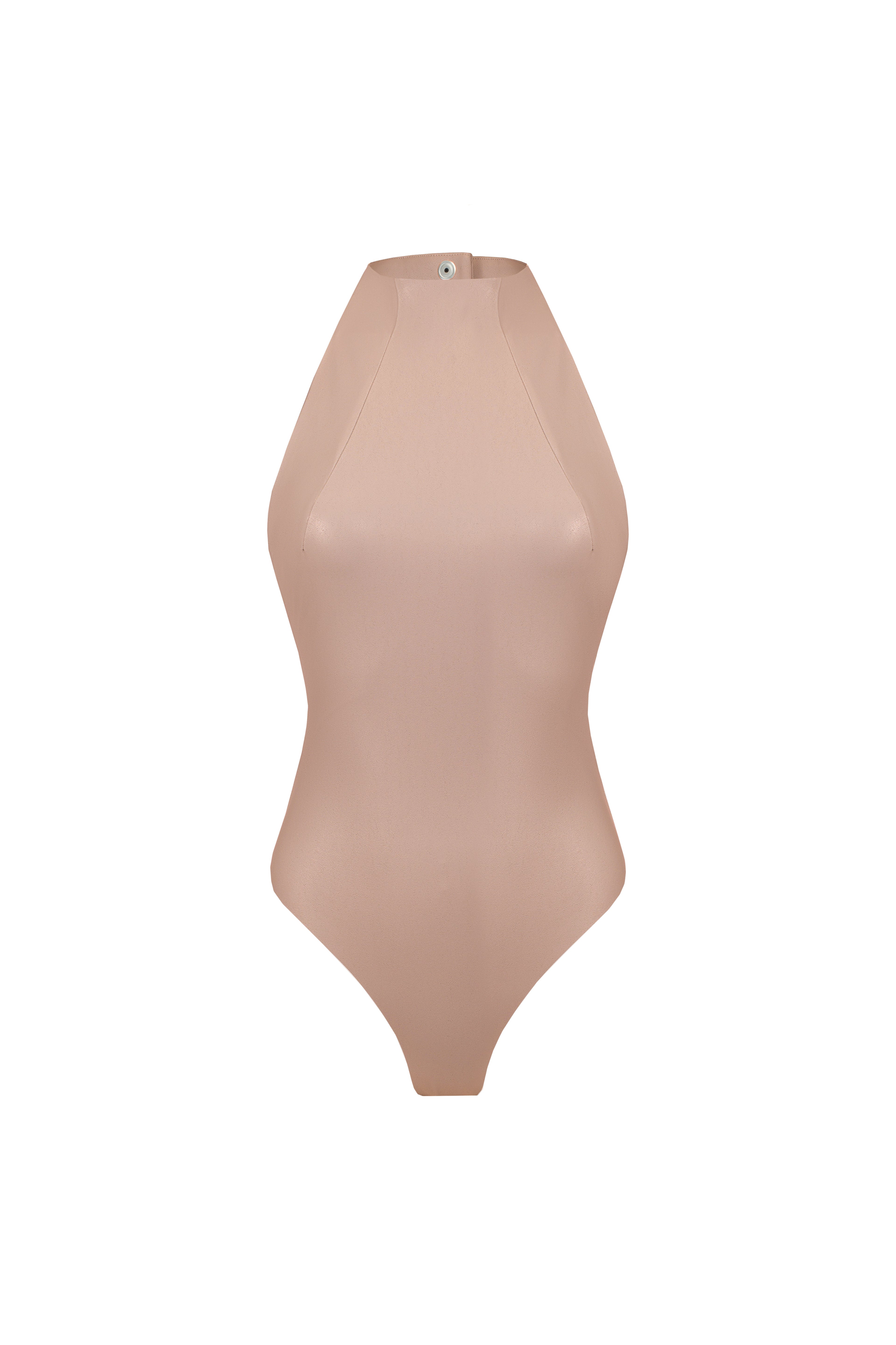 Vegan Leather Column Bodysuit Mocca