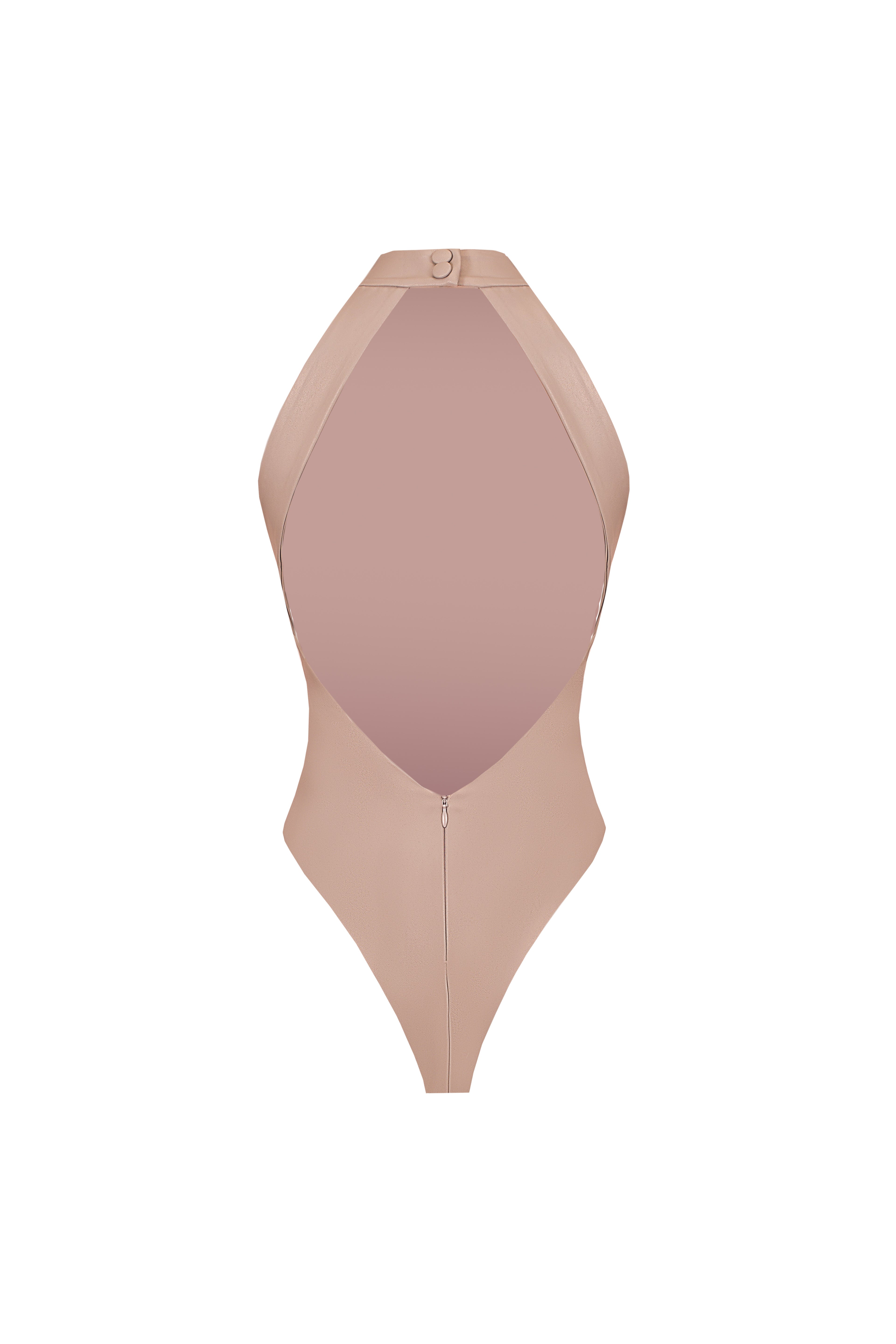 Vegan Leather Column Bodysuit Mocca