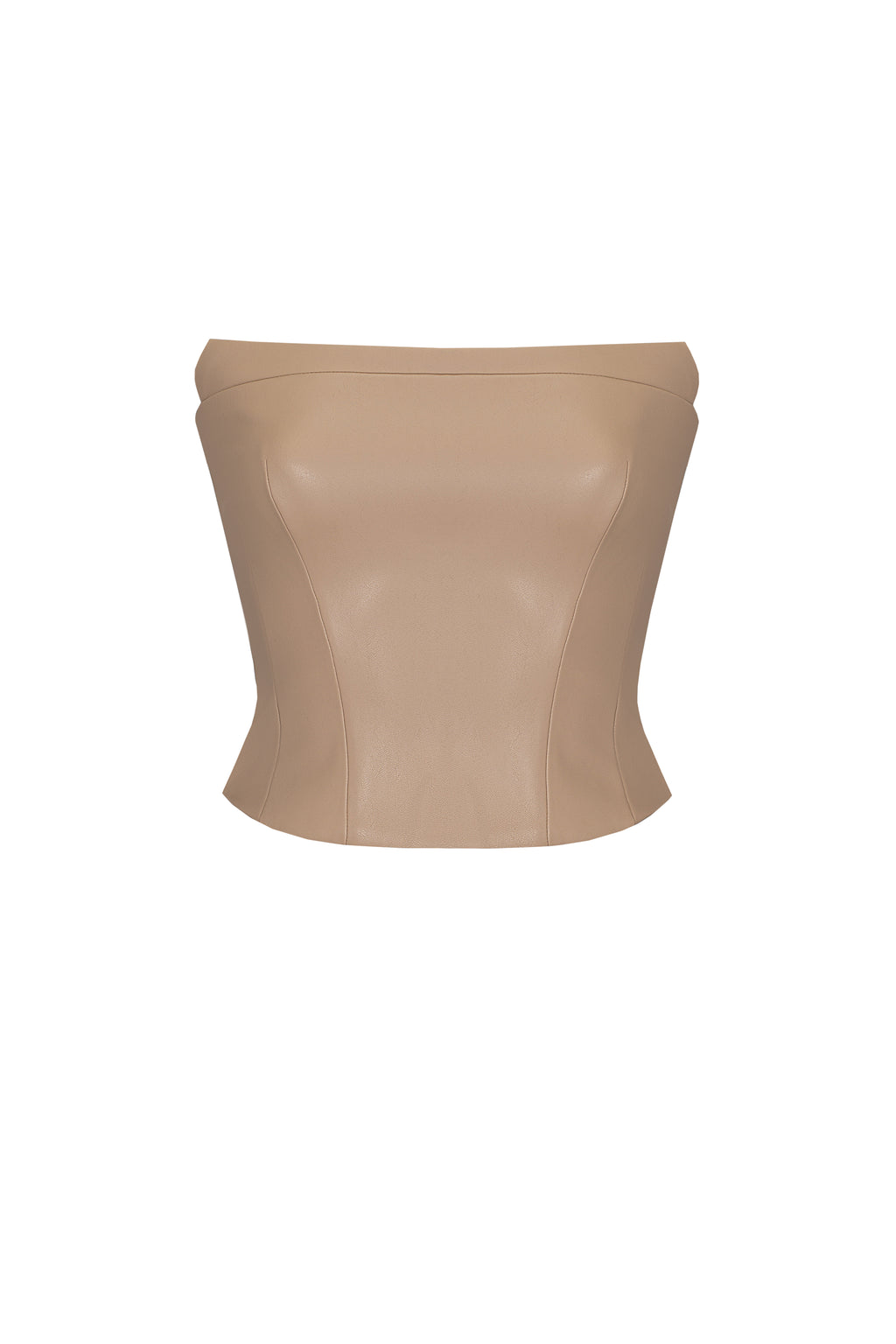 Vegan Leather Tailored Bustier Top Mocca