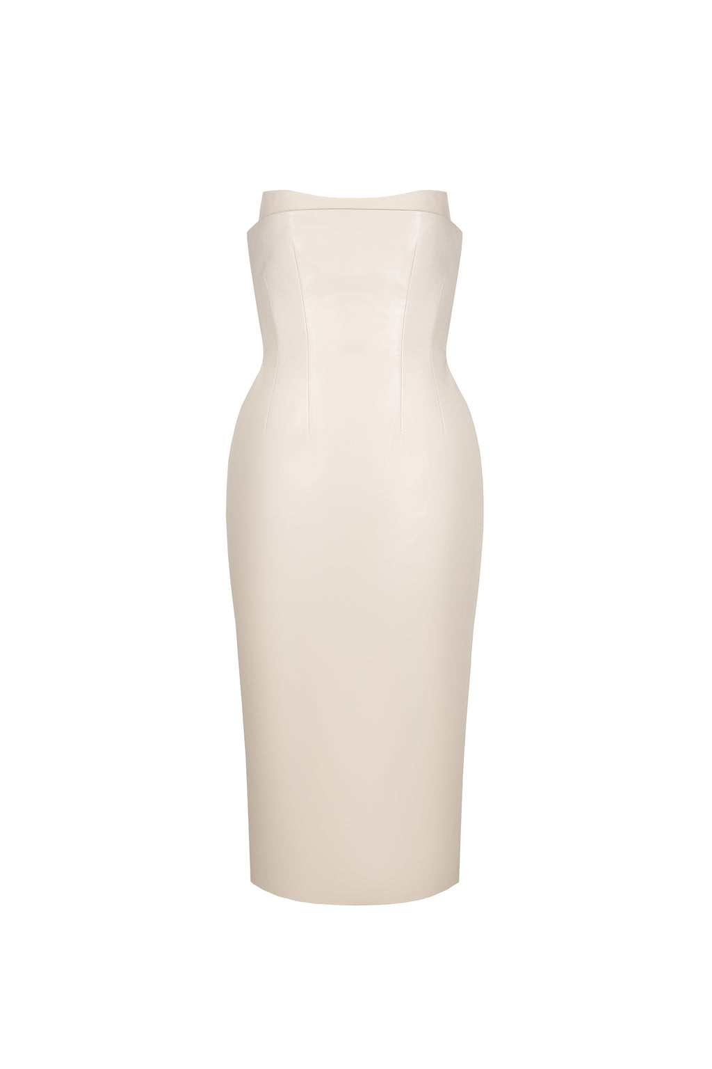 Vegan Leather Hourglass Midi Dress Cream