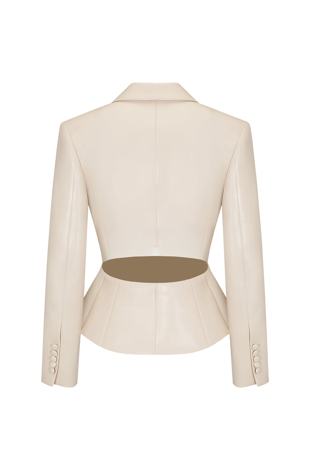 Vegan Leather Tailored Blazer Cream