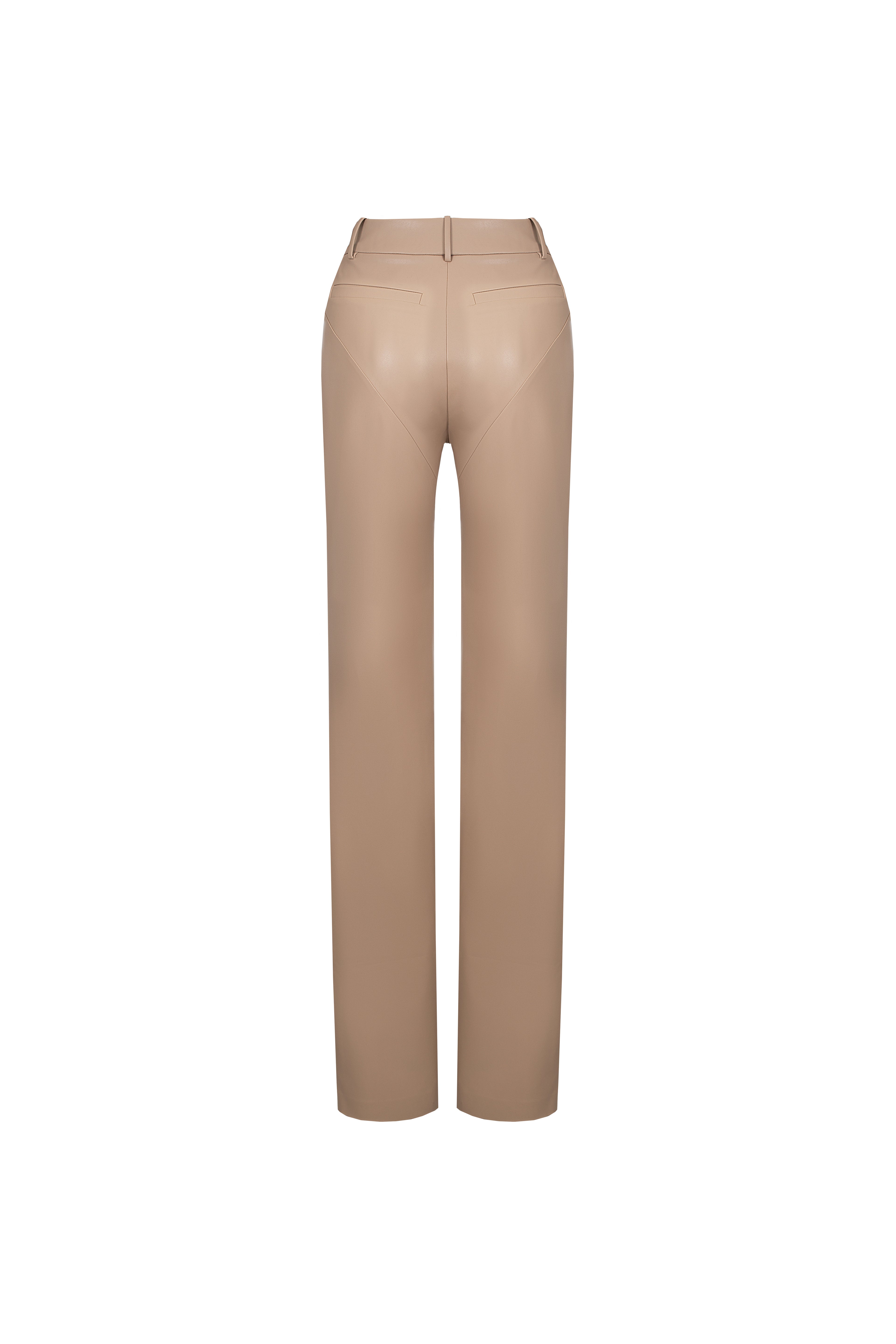 Vegan Leather Straight Pants Mocca