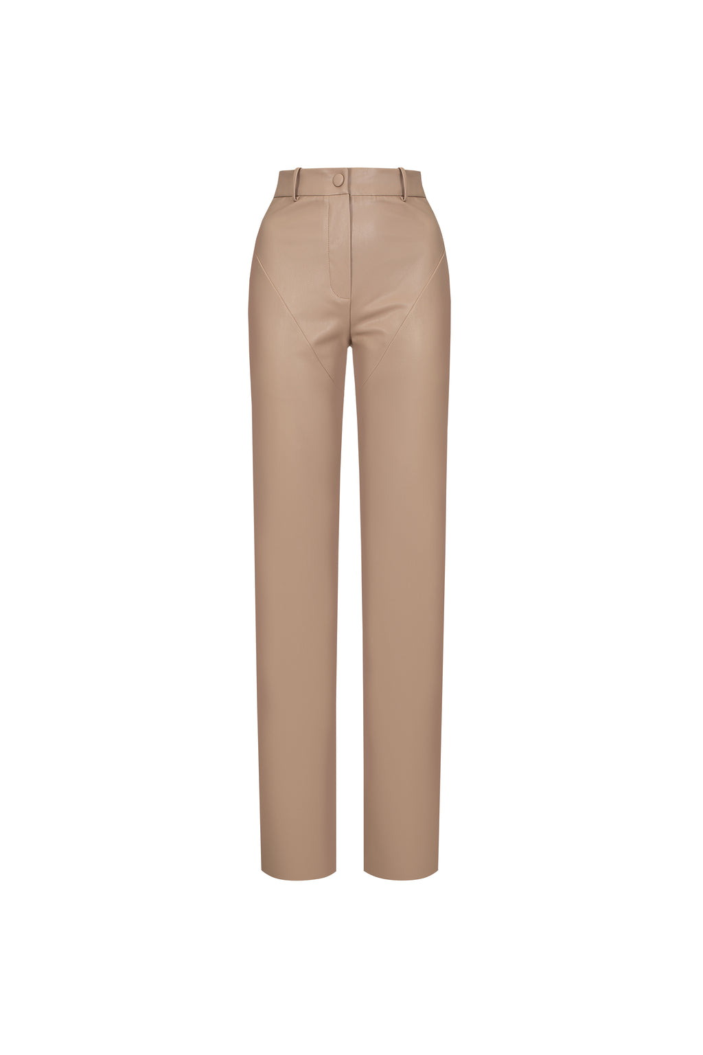Vegan Leather Straight Pants Mocca