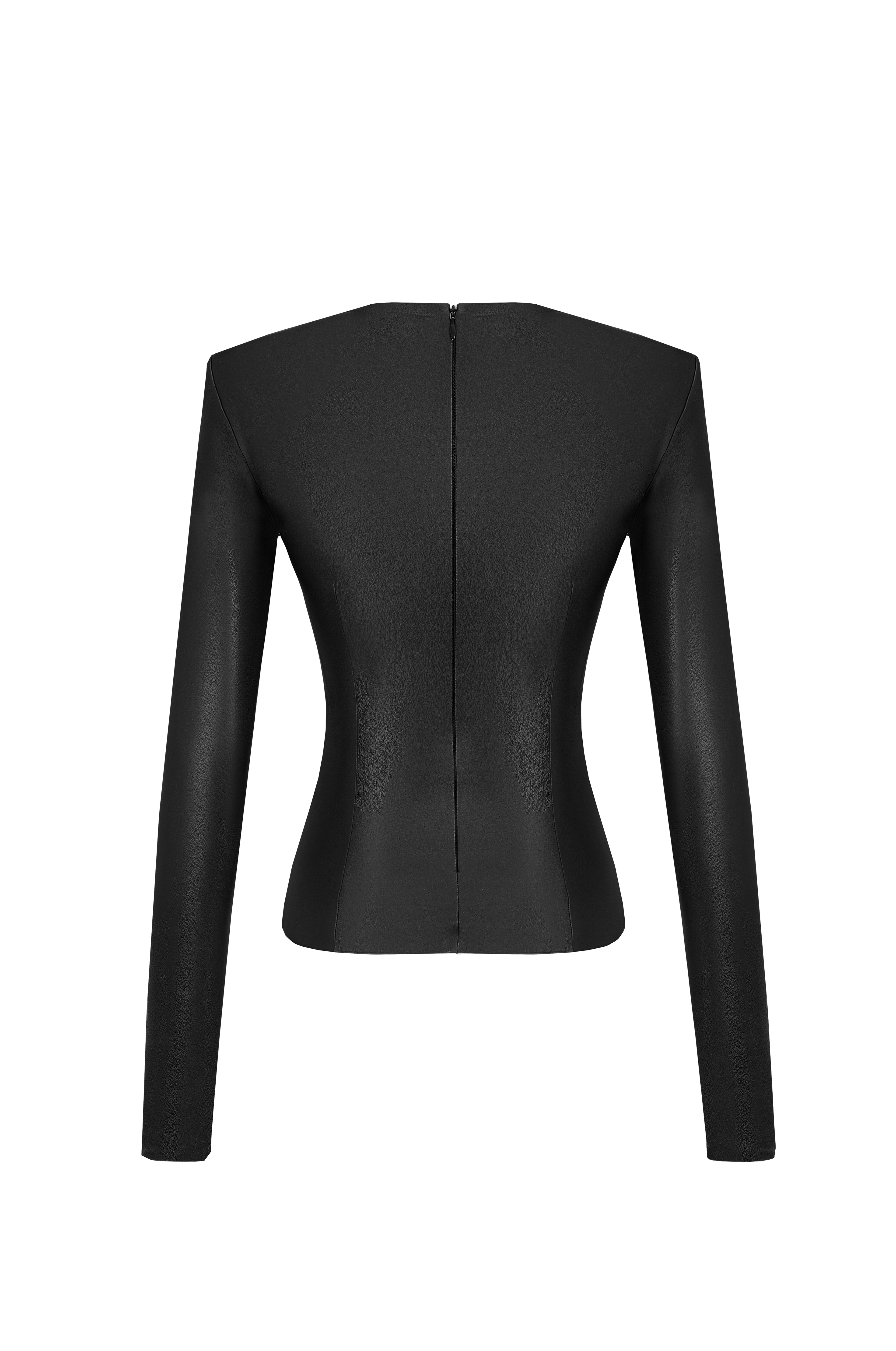Vegan Leather Long Sleeve Top Black
