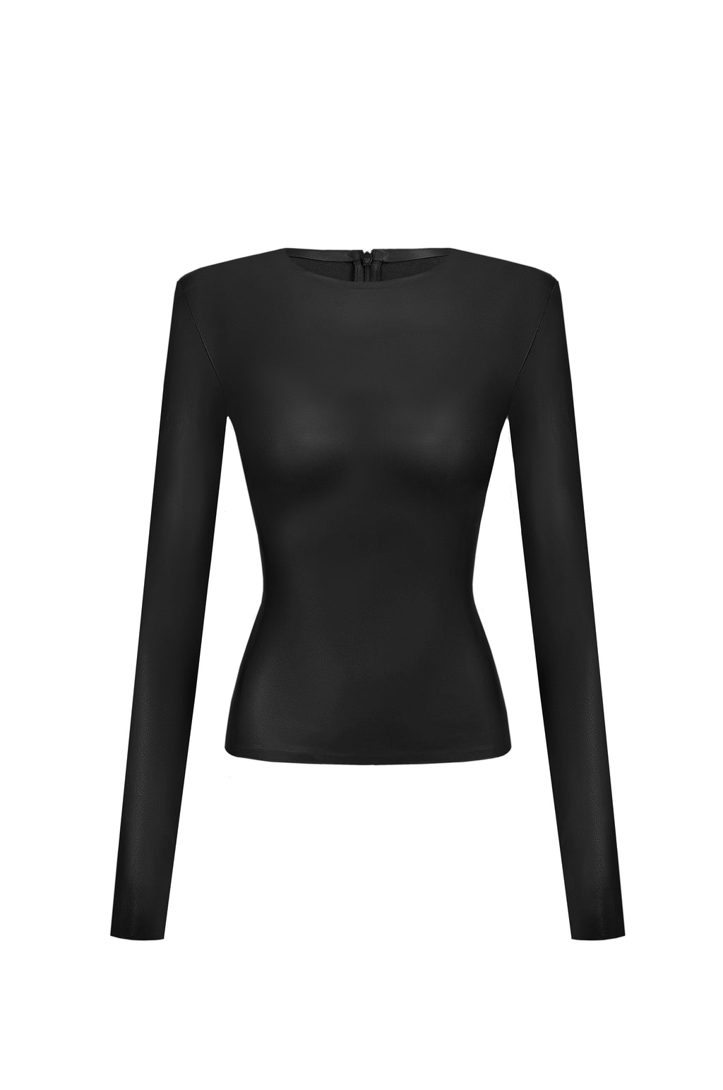 Vegan Leather Long Sleeve Top Black