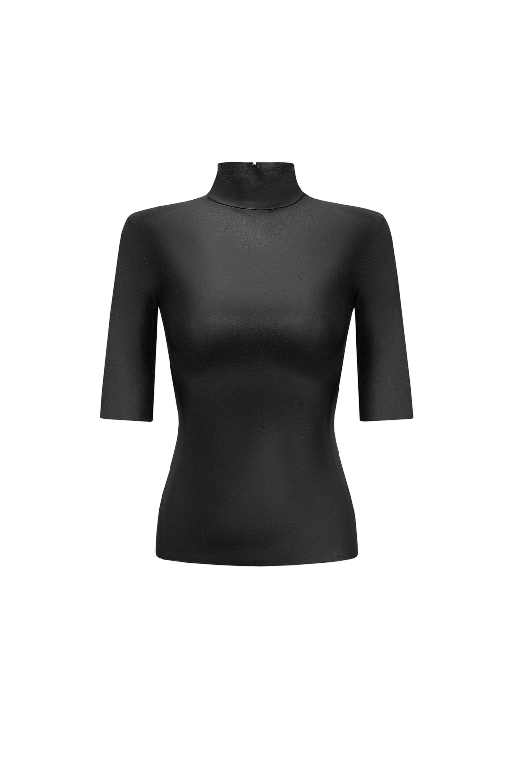 Vegan Leather Short Sleeve Top Black