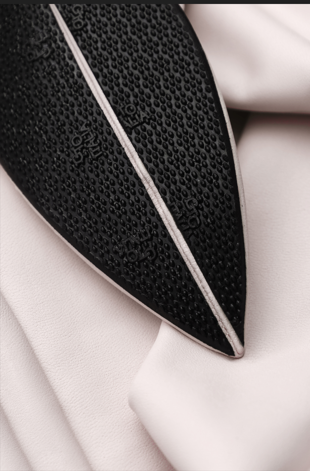 V-Toe Vegan Leather Boot Stockings Ecru