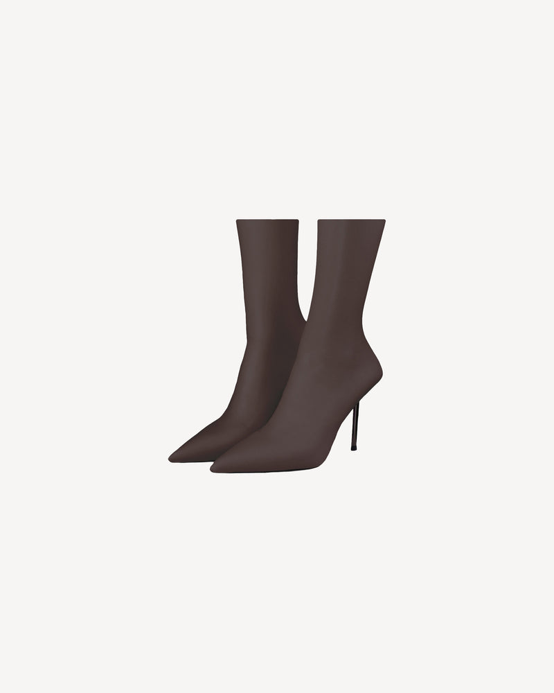 V-Toe Vegan Leather Boot Socks Brown