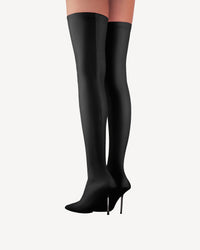 V-Toe Vegan Leather Boot Stockings Black